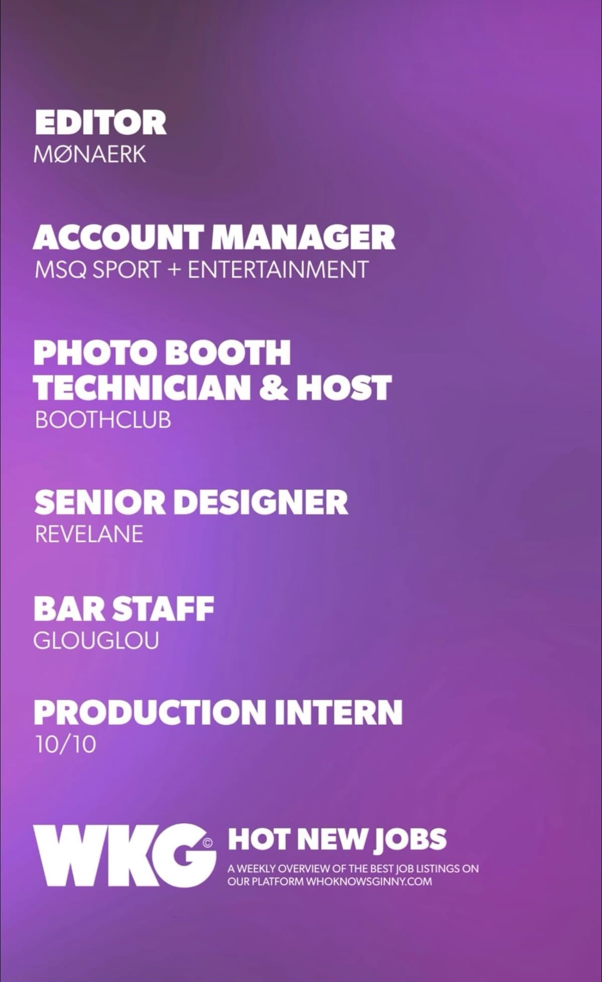 Image of Instagram story showing jobs