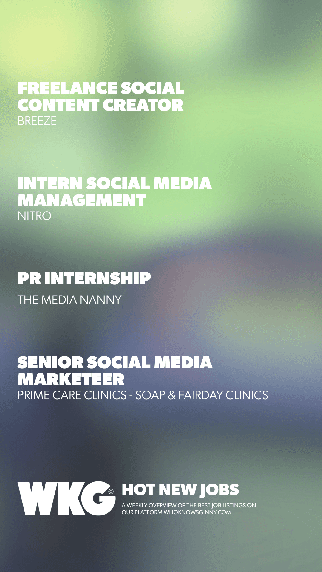 Image of Instagram story showing jobs